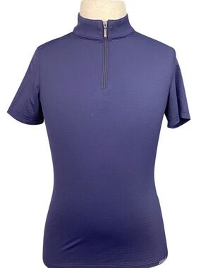 Navy Short Sleeve Zip riding top CoolBlast Kids L